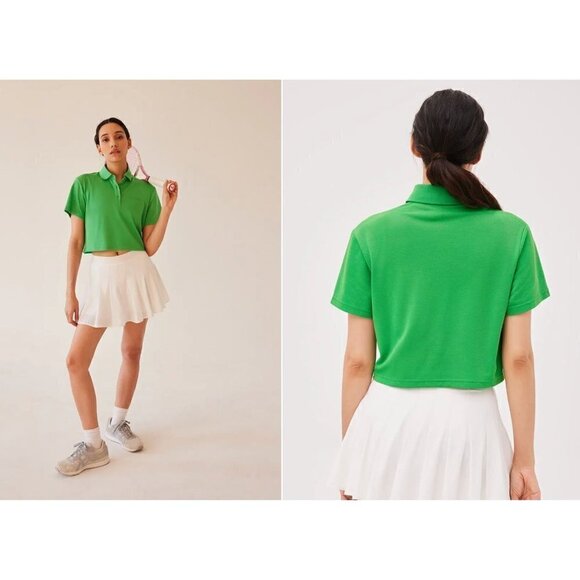 Outdoor Voices NWT Birdie Cropped Polo Kelly Green Size XXS - Picture 1 of 9